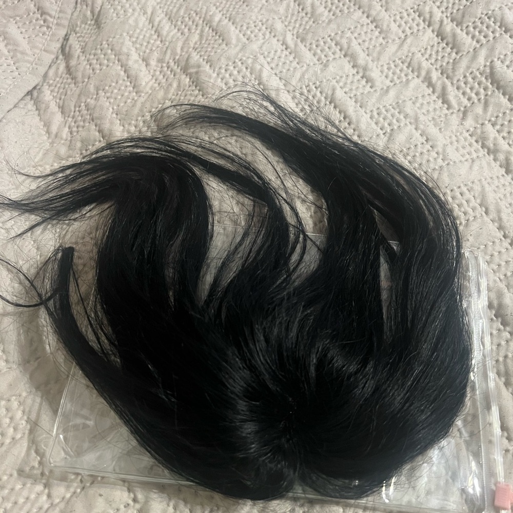 Soho Sleek Black Hair Toupe and 3 Extensions. Clip-On.